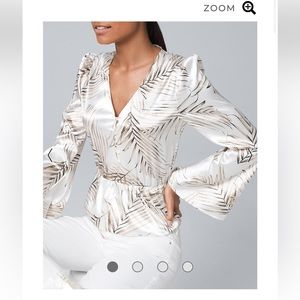 NWT White House Black Market Palm-Print Blouse size S